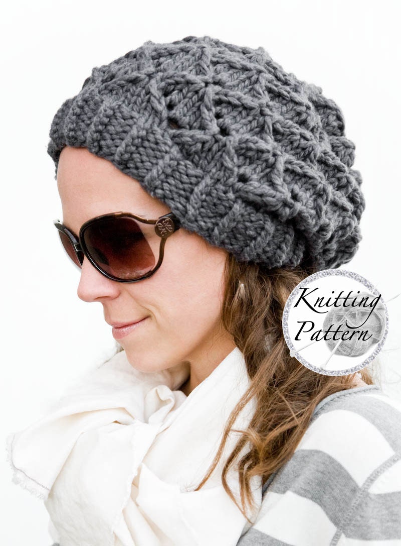 Knitting Pattern for Womens Chunky Hat Bow Tie Bubbles
