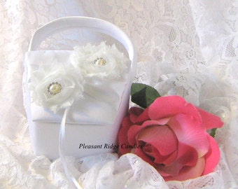 White Flower Girl Basket Ivory Flower Girl Basket Rose Flower Girl Basket Pearl Flower Girl Basket Rose Flower Girl Cheap Flower Girl Basket