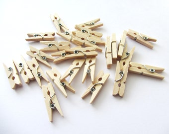 25 Mini Natural Wood Clothespins Natural Wood Mini Clothespin Mini Clothes Pins Wooden Mini Clothespins