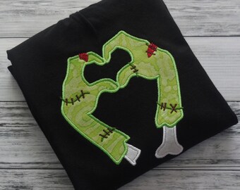 Zombie Valentine's Day Applique Shirt - Dead Love Outfit - Walker Heart Hands - Personalized Clothing