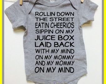 Baby Clothes. Rollin down the Street. GRAY. Snoop Dog. bodysuit. baby shower gift. announcement. baby boy baby girl. Mommy on my mind. music