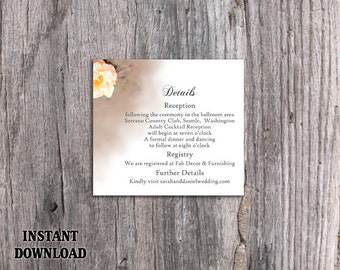 DIY Wedding Details Card Template Editable by TheDesignsEnchanted