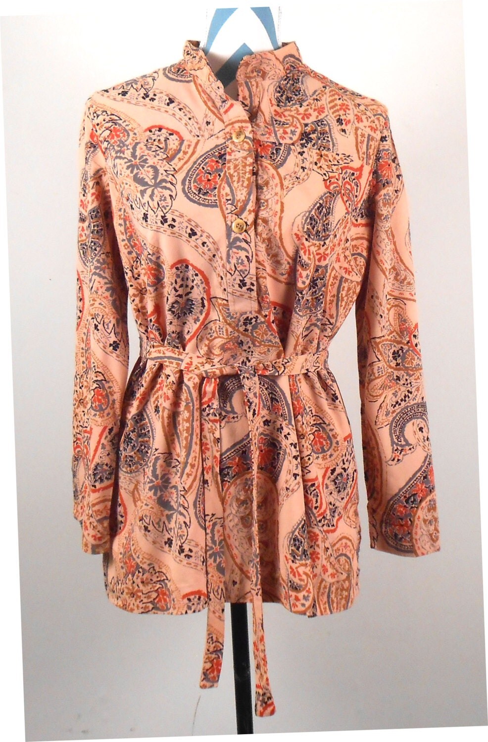 Vintage Blouse 1970s Peach Colored Blouse by VintageElations