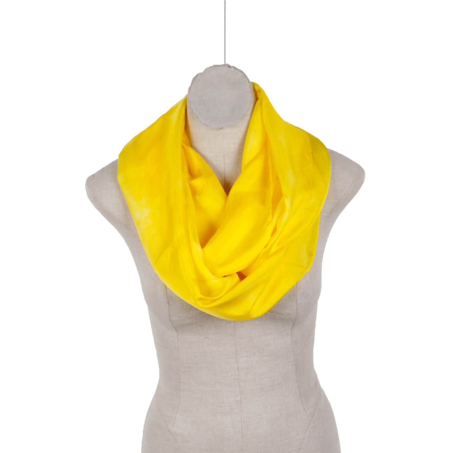 Infinity Yellow Silk Scarf For Women Lemon Yellow Silk Loop