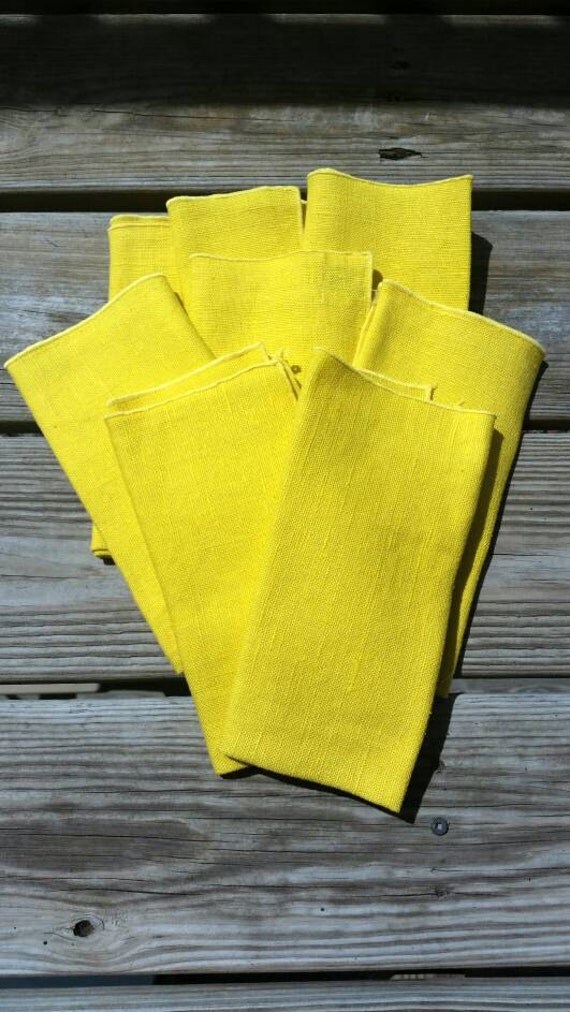 RESERVED Set of 8 Vintage Bright Yellow Irish Linen Napkins