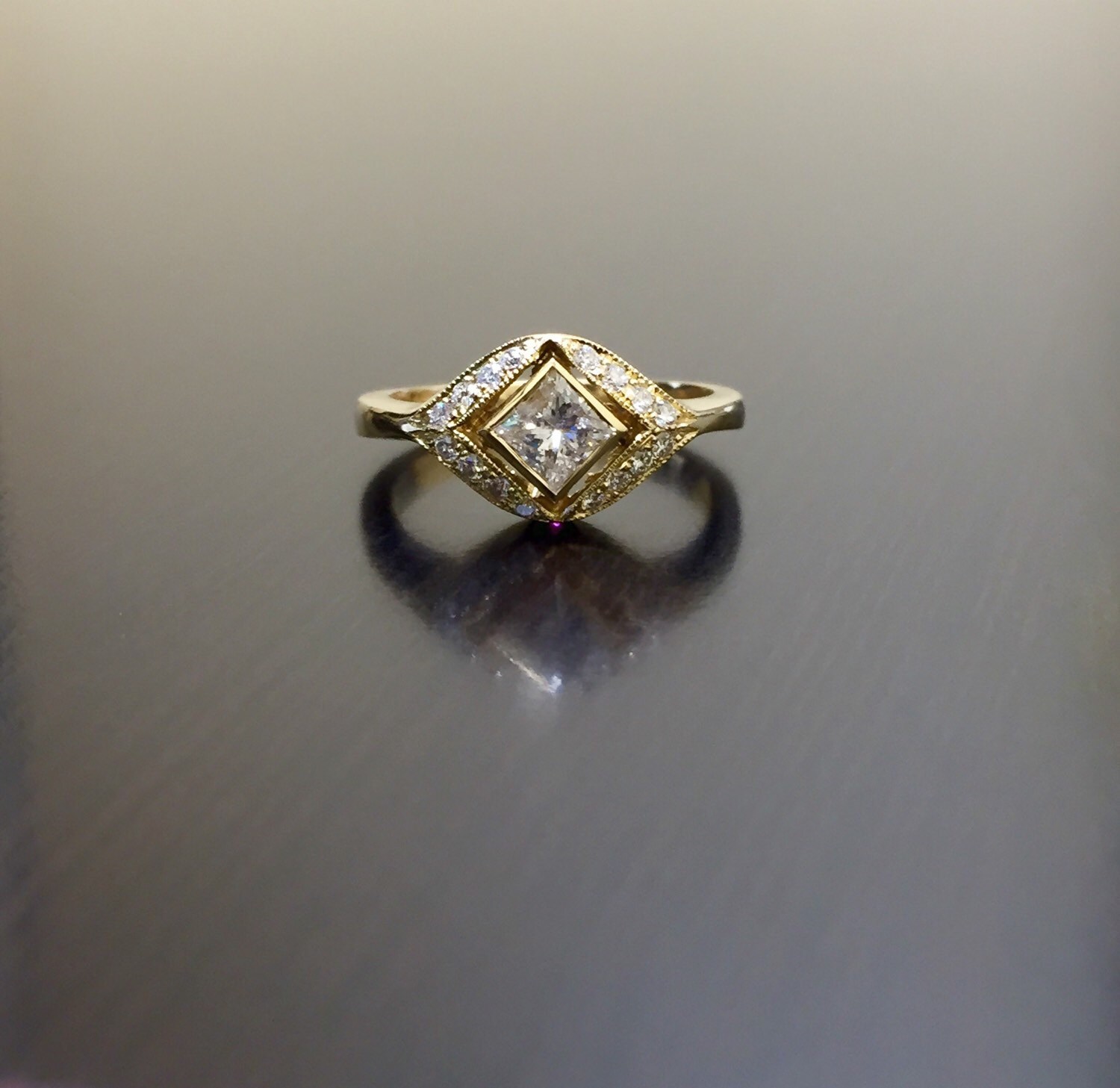deco gold engagement rings 18k yellow gold deco princess cut engagement ring deco gold engagement rings 18k yellow gold deco princess cut engagement ring