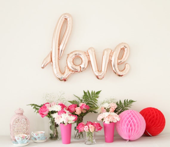 40 Inch Rose Gold Love Letter Balloons Gold Mylar Balloon Letters