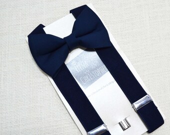 Navy Bow Tie and Navy Suspender Set !! for toddler/ boy/ baby/Teen/Adult/Men