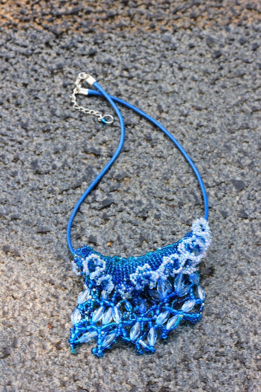 Ocean Wave Necklace Blue Pendant Necklace Coastal