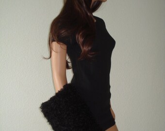 Muff, Faux Fur Muff, Black Muff, Hand Warmer, Handmade