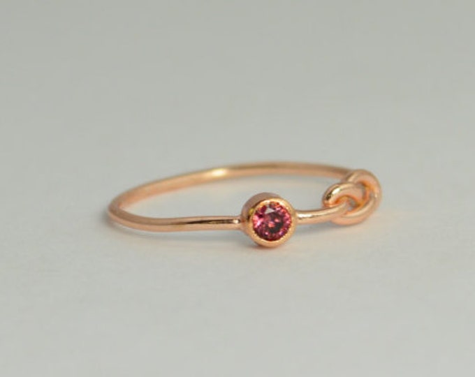 14k Rose Gold Alexandrite Infinity Ring, 14k Rose Gold, Stackable Rings, Mother's Ring, June Birthstone, Rose Gold Infinity, Rose Gold Knot