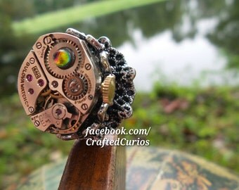 Steampunk Ring, Steampunk Jewelry, Harry Potter Jewelry, Pirate Ring, Victorian Ring, Final Fantasy, Mad Max Cosplay, Skull Ring, Watch Ring