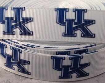 Kentucky Ribbon - University of Kentucky College Ribbon - 7/8 inch Grosgrain Ribbon-College Sports Ribbon - DIY Craft-Hairbows-Sports Bows