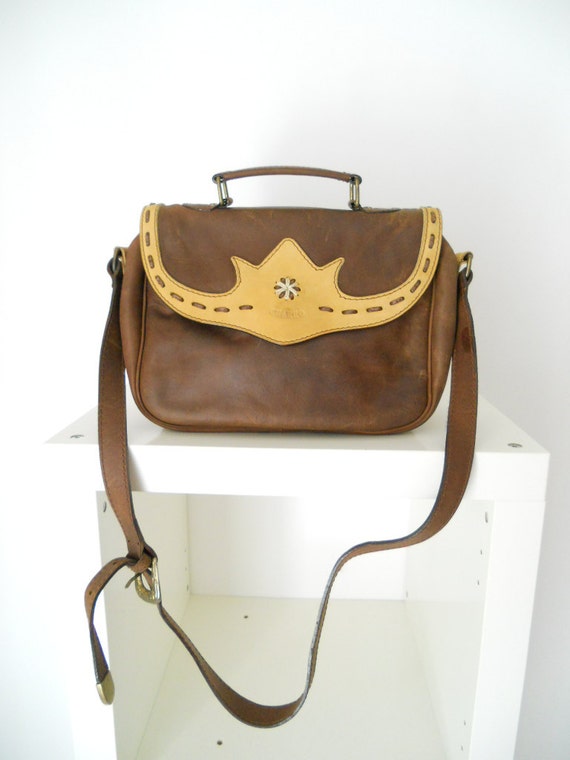 Italian Rare El Charro Vintage Brown Saddle bag genuine