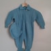 Vintage 1930's Toddlers' Hand Knit Blue Wool Onesie Coveralls Footies Matching Cap Sz 2T 3T