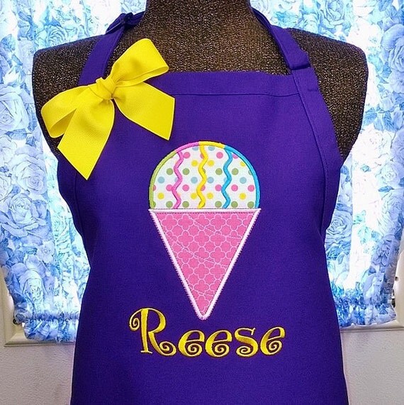 Apron with Snow Cone Personalized Monogrammed Name or Initials
