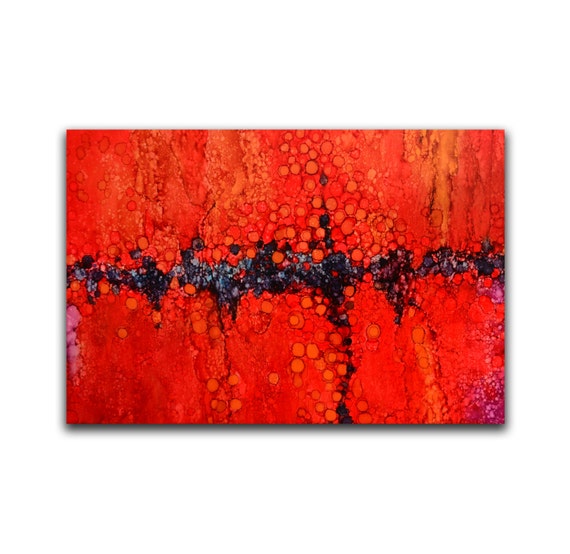 Abstract red and black wall art modern abstract decor Large