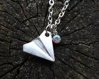 Silver Paper Airplane Necklace ~ 1D/Harry Styles/Taylor Swift Inspired