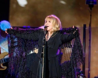 Stevie Nicks Shawl Wrap Gift for Her Womens Black Shawl, Authentic Stevie Nicks Costume Shawl, See Through Black Stevie Shawl