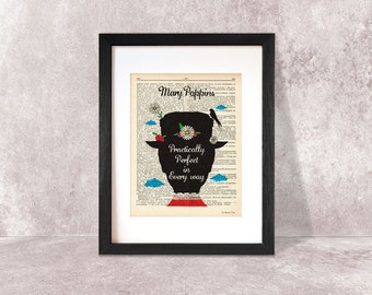 Mary Poppins print-Practically perfect in every way print-valentine gift-Poppins quote print-Poppins book art-print-print-NATURA PICTA-DP009