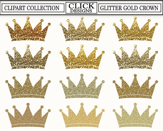 CROWN GLITTER GOLD Digital ClipArt: Glitter Gold Sparcle