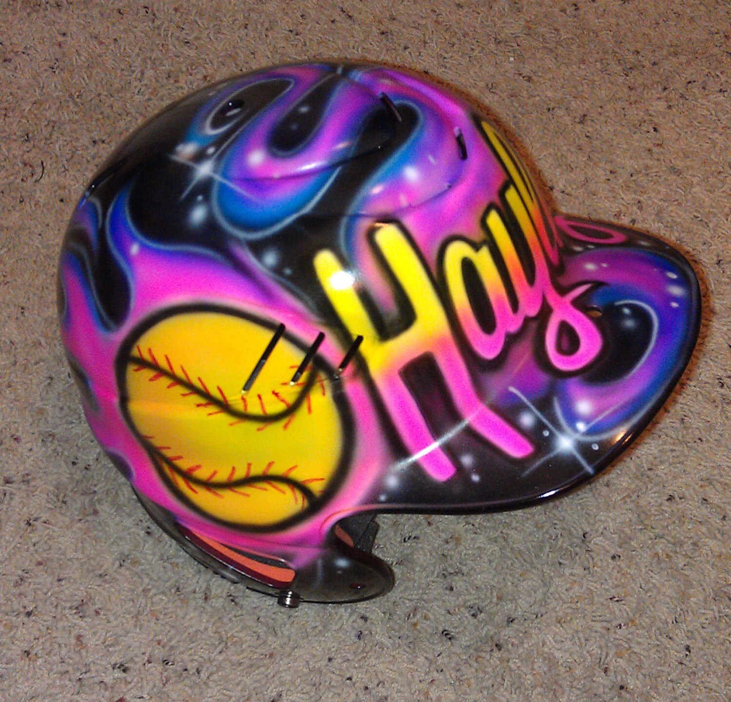  Airbrushed  Custom Softball  Batting  Helmet  With Your Name Fire