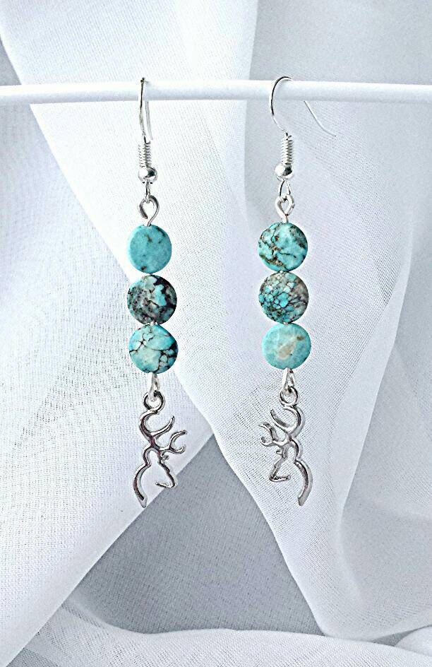 browning buckmark turquoise earrings western earrings