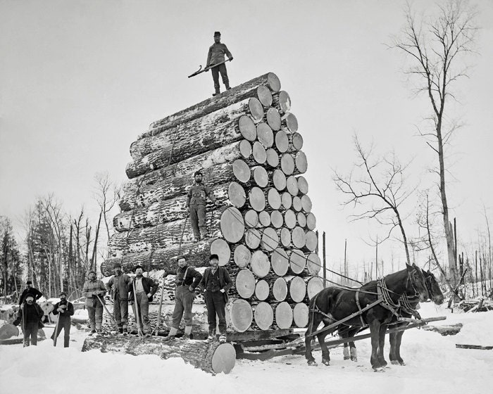 Lumberjacks At Work 1890. Vintage Photo Digital Download.