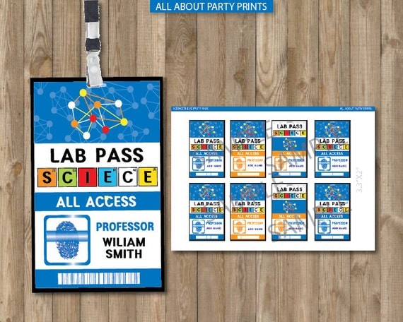 Instant Download Science Party Lab Pass Printable-digital