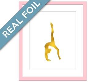 Gymnastic Art Print - Gold Foil Print - Gymnast Poster - Sports Art Print - Gold Foil Gymnast - Athlete Art Work - Nursery Art - Foil Print