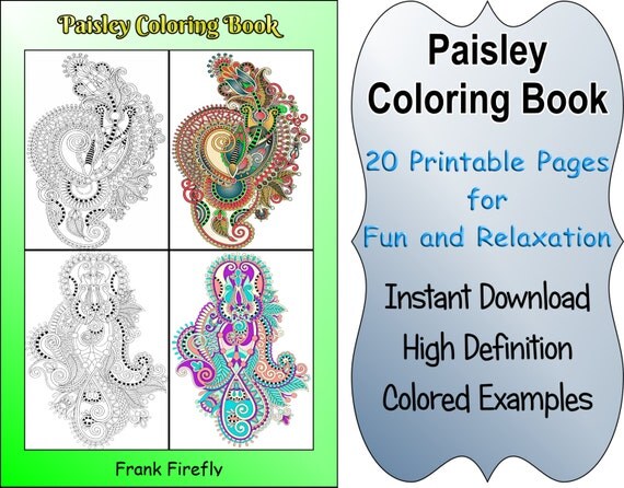 Paisley Coloring Book 24 Printable Coloring Pages Outlines