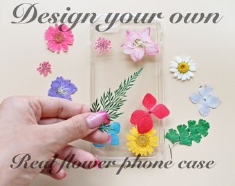 CUSTOM ORDER Pressed flower phone cases Clear resin phone cases Real flower phone cases, floral iPhone cases Samsung Galaxy iPhone 6