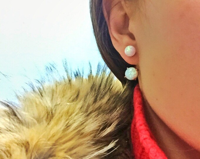 Opal earring - gold opal earring - silver opal earring - silver earring - white stone earring - gift