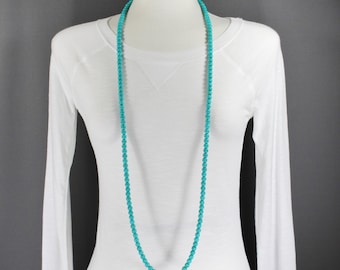 Turquoise super extra long beaded necklace 45" long double wrap strand