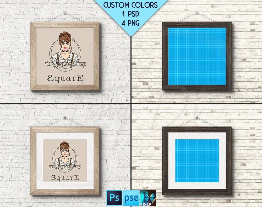 Square W03 Light & Dark Wooden 10x10 Matted Unmatted Frame on