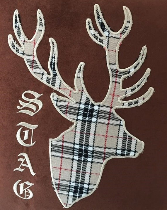 Applique Stag Machine Embroidery Design Pattern for 8x12 hoops