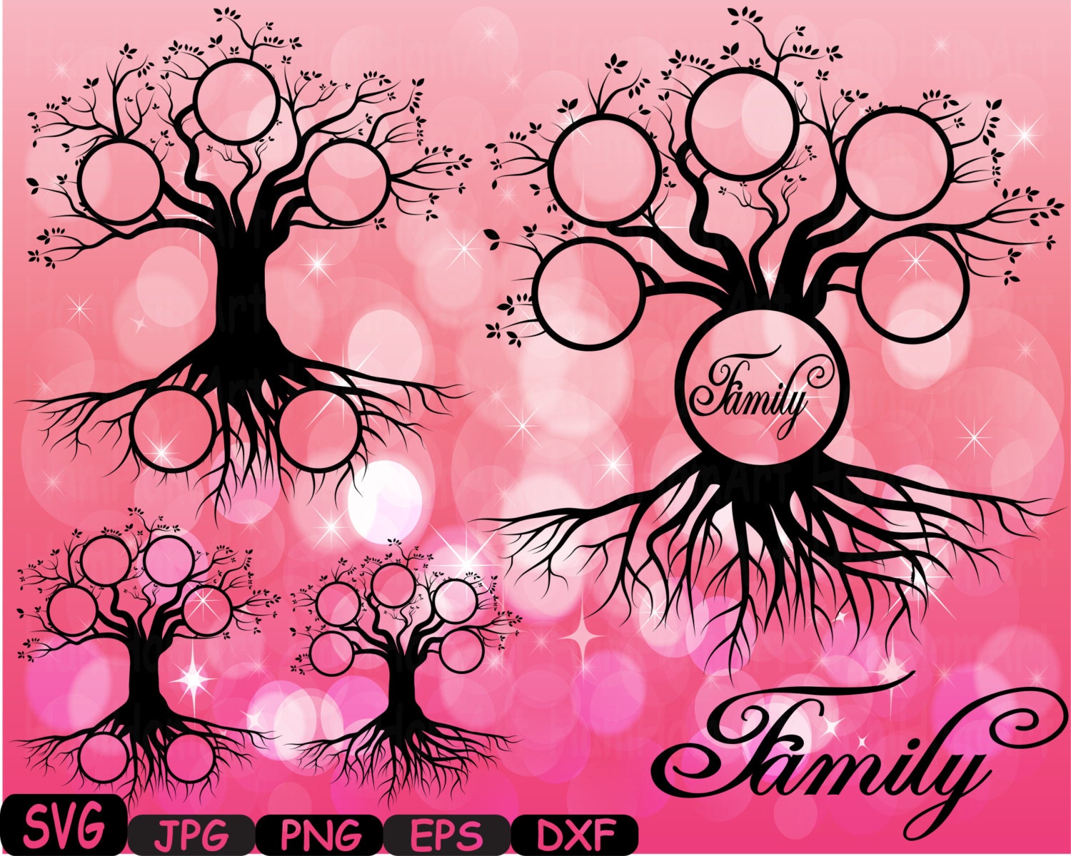 Family tree SVG Word Art Cutting Files Family Tree Deep Roots