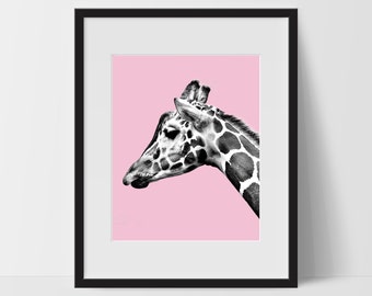 Giraffe Nursery Printable, Wall Art, Pink Wall Art, Giraffe Print Art, Giraffe Artwork, Home Decor, Giraffe Wall Decor, Giraffe Decor