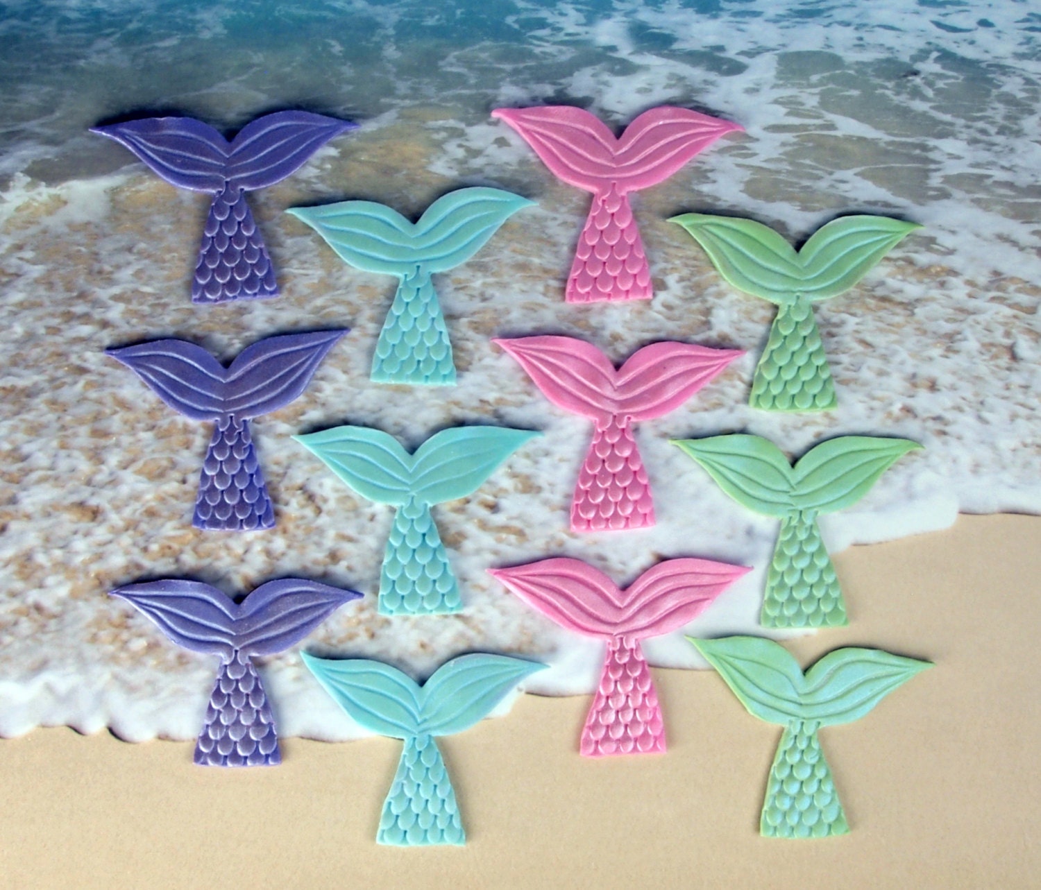 Fondant Mermaid Tail Cupcake Toppers MADE TO by CakesByKristi