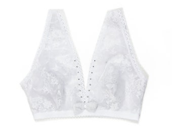 White lace bralette in stretch soft lace-bridal lace with strass