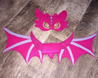 Toothless Pink Dragon Wings & Mask Set Costume