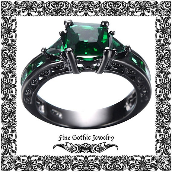Gothic Engagement Ring Black Engagement Ring by FineGothicJewelry