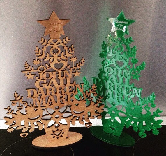 Laser cut personalised Christmas tree decoration