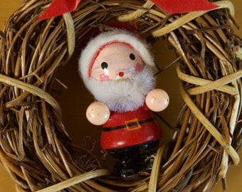 Vintage Santa on Christmas wreath Christmas Ornament