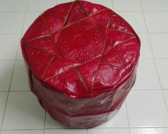 Big Pouf, red pouf , leather pouf, leather pouf, Moroccan pouf,