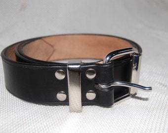 Black leather belt handmade 100% real leather