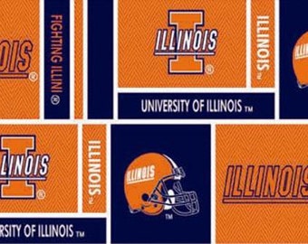 University of Illinois Cotton Print Fabric NCAA by the yard