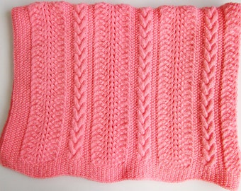 MADE TO ORDER Knit Baby Blanket - Cable and Lace Baby Blanket