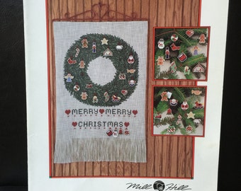 Mill Hill Christmas Advent Calendar Cross Stitch Pattern Wreath Banner Ornament