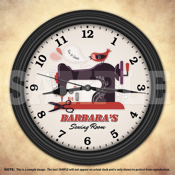 Sewing Machine Personalized Wall Clock Sewing Room Craft